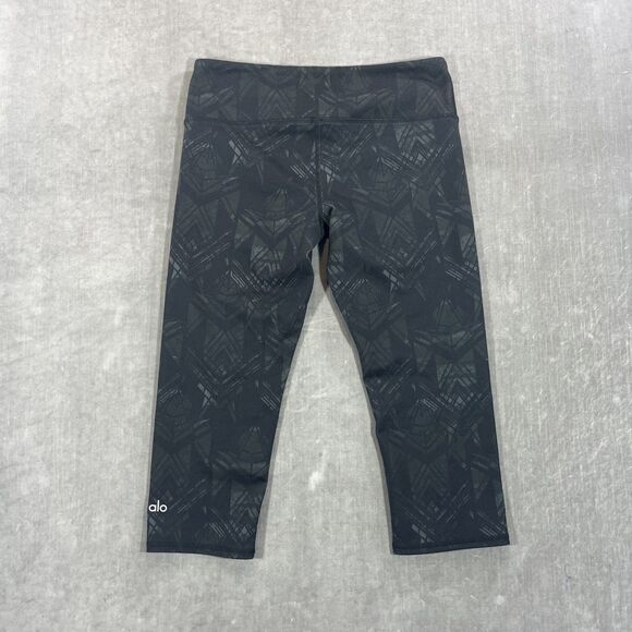 Alo Women's Small Green Geometric Capris Yoga Leggings - Picture 7 of 7